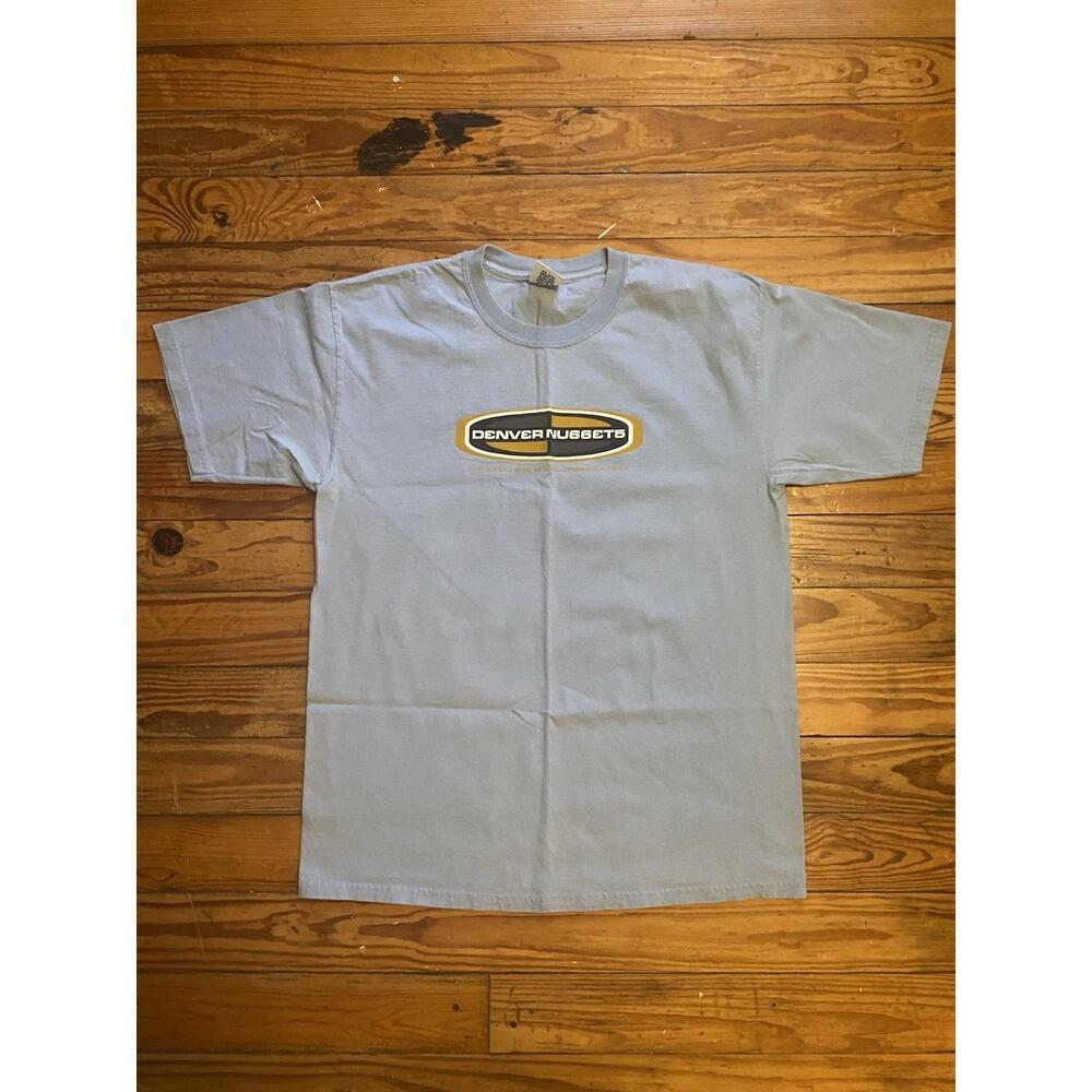E5 Usa Y2K Light Blue Denver Nuggets Graphic Nba T-Shirt Size Large Nwot